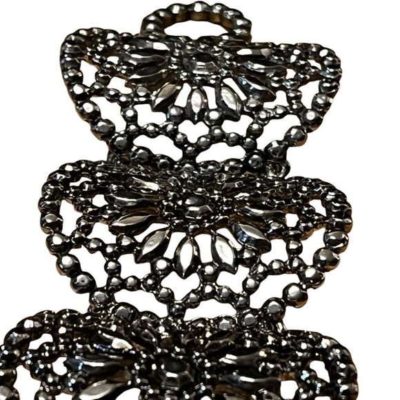 Lace Silver Tone Bracelet Toggle Closure Gift for Her Holiday Gift Gifting - Picture 7 of 10